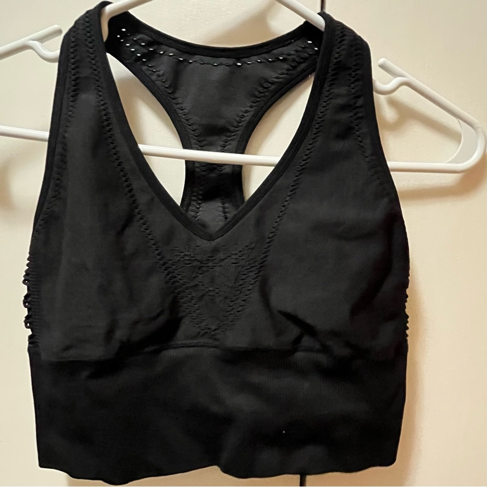 PINK Victoria's Secret Black Sports Bra Racerback with Laser Cut Outs